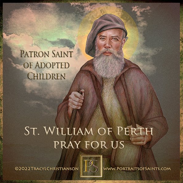 Happy Feast Day St. William of Perth, pray for us! Born in Scotland & a baker by trade, he set aside every 10th loaf for the poor and was a daily Mass goer.  bit.ly/3OVnB2u