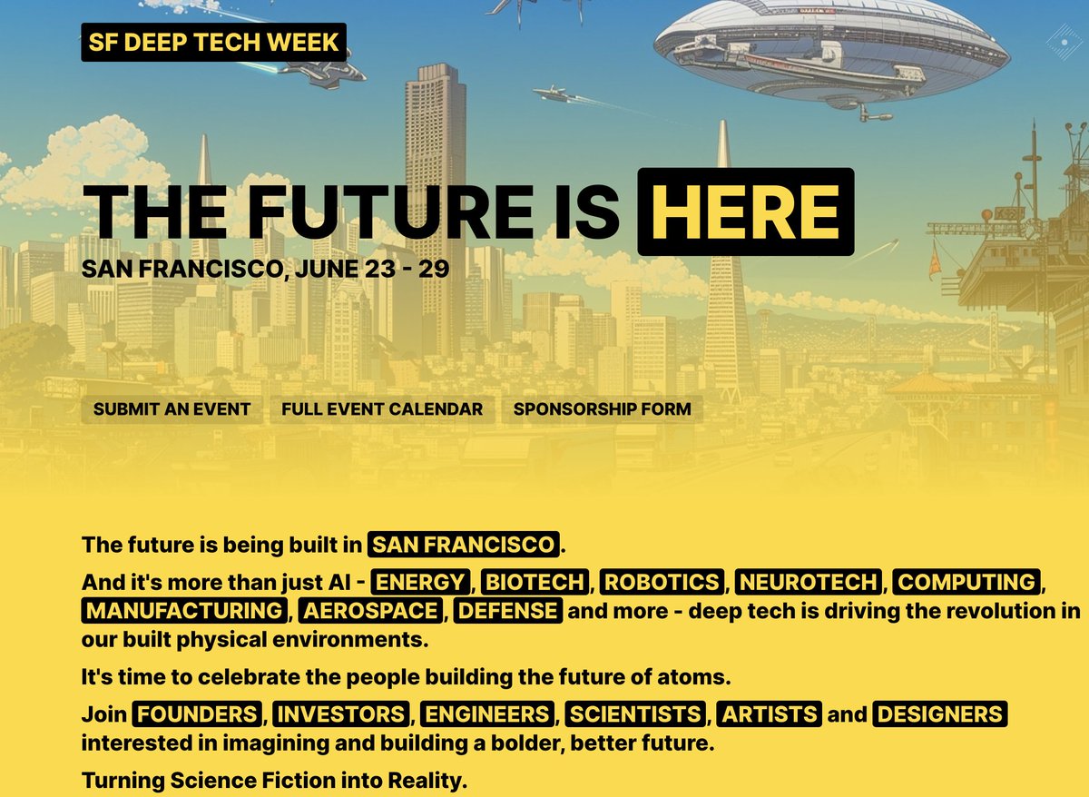 Registration is now open - so get your spots while you can. Everything accessible through the Deep Tech Week website, with the full calendar available on Luma