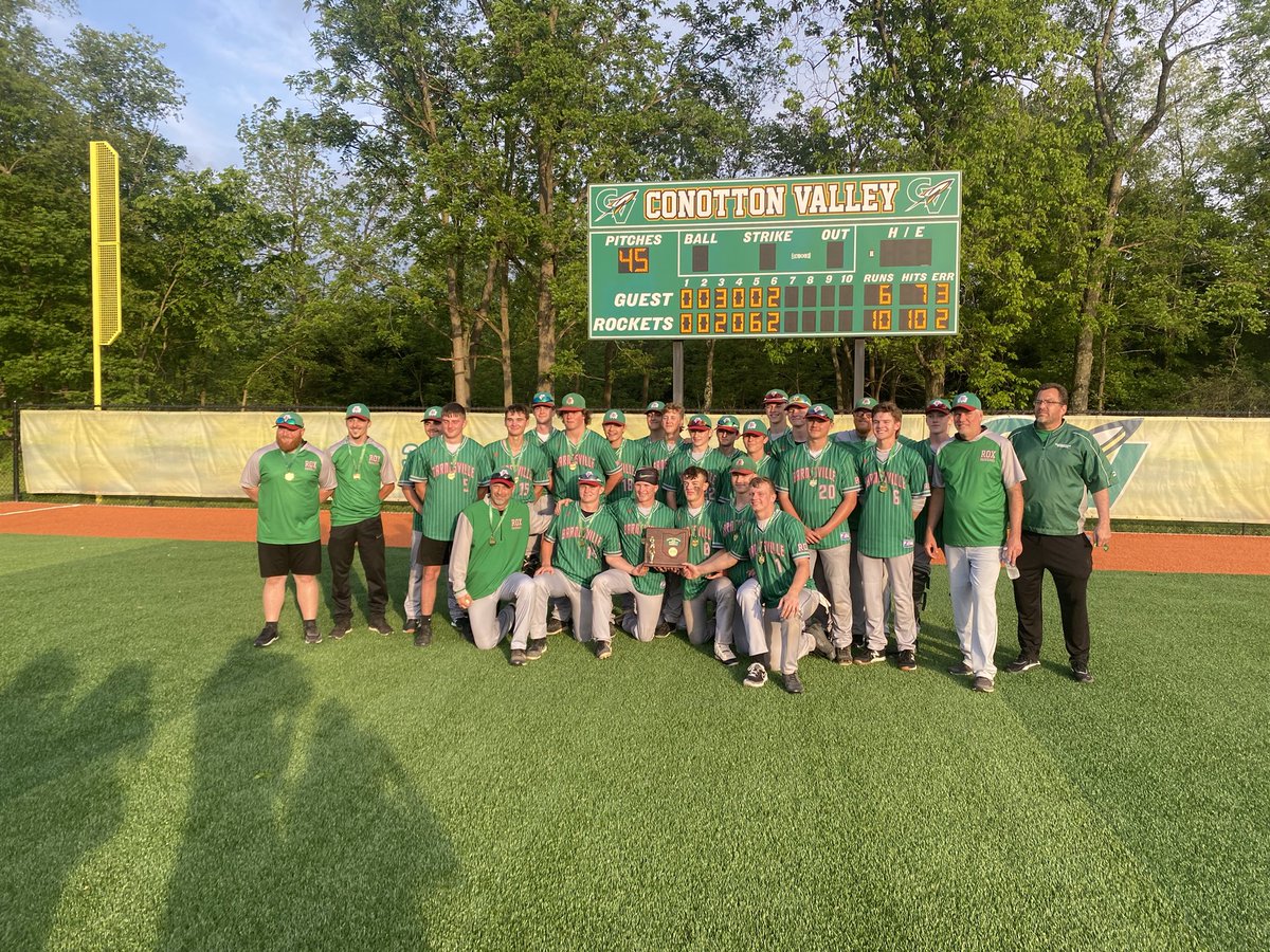 Jack_Hillgrove's tweet photo. FINAL SCORE:

@roxbaseball26 10, Sandy Valley 6. 

The Rocks bring home their first @EastDistrictAB title since 2021, behind 4 RBI from Reese Stephen. 

Highlights tonight on @WTOV9 https://t.co/1ytEWbiNAh