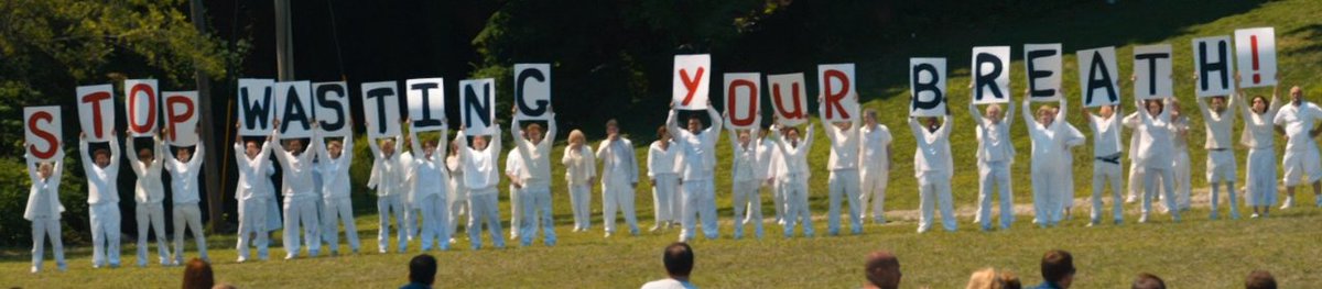 DisasterApparat's tweet photo. guilty remnant, anyone? @TheLeftoversHBO 
the leftovers "read the future" better than the simpsons could have dreamed to. they followed the path directly to a source- the pain &amp; confusion of the individual &amp; human collective that always leads to war. we can evolve passed war now https://t.co/Lnm7d5zAox