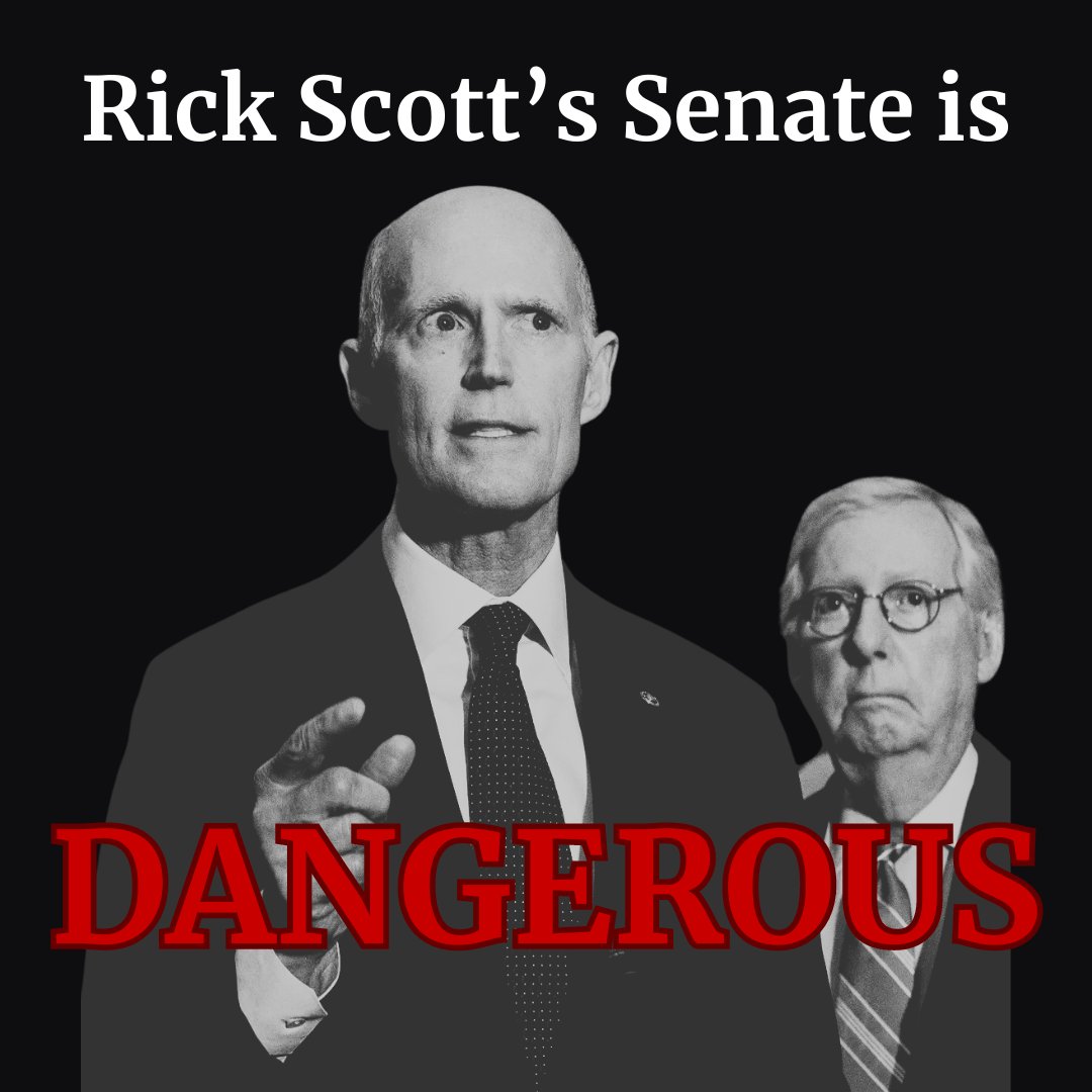 Rick Scott has shown us his plan for the Senate: national abortion ban, ending Social Security & Medicare, and dismantling democracy. He's an election denier who bows down to dictators like Putin. How do we stop Trump's puppet from becoming GOP Leader? Beating him in November.