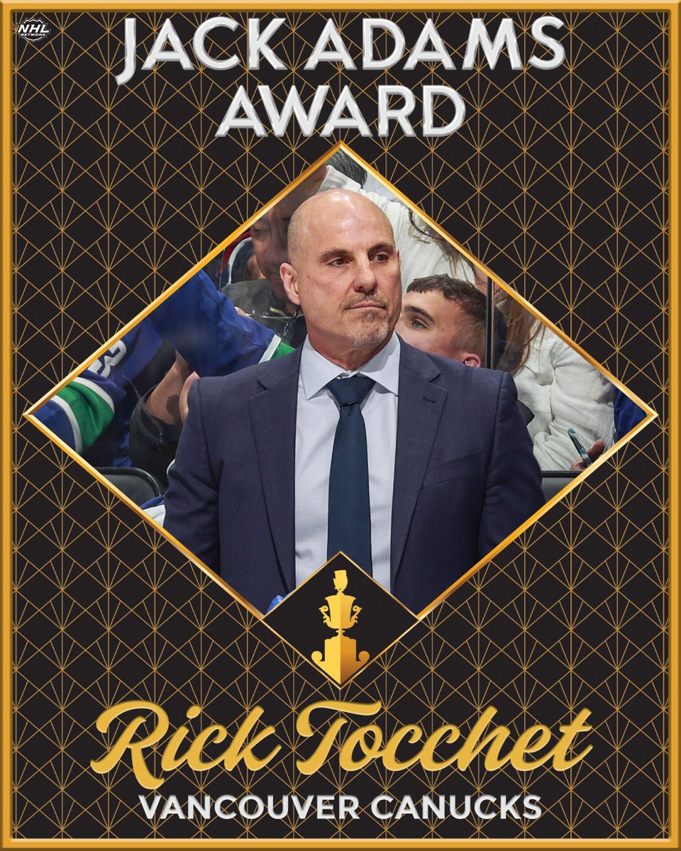 NHL Network (@nhlnetwork) on Twitter photo Rick Tocchet is the winner of the Jack Adams Award!
<a href="/Canucks/">Vancouver Canucks</a> | #Canucks | #StanleyCup Rick Tocchet is the winner of the Jack Adams Award!
<a href="/Canucks/">Vancouver Canucks</a> | #Canucks | #StanleyCup