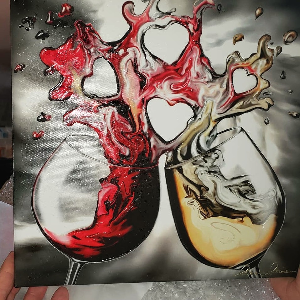 Client bought my #wineart Unconditional (find this #wine #art in many sizes leannelainefineart.com) #wineartist #winewednesday