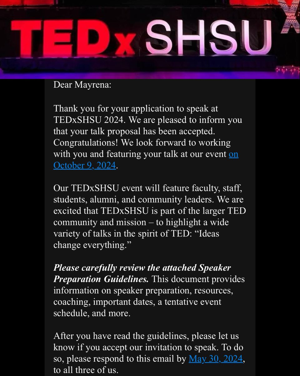 Welcome to my TED Talk coming Fall 2024! #TEDxSHSU #HAPIRLab #athletictraining #journeytotenured