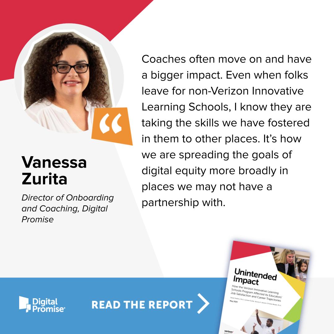 There are 626 #VerizonInnovativeLearning Schools in 115 districts nationwide, but #dpvils Director of Onboarding and Coaching Vanessa Zurita believes the program’s reach is even greater. Read why in our new white paper: bit.ly/3UGzJbl #dpvils