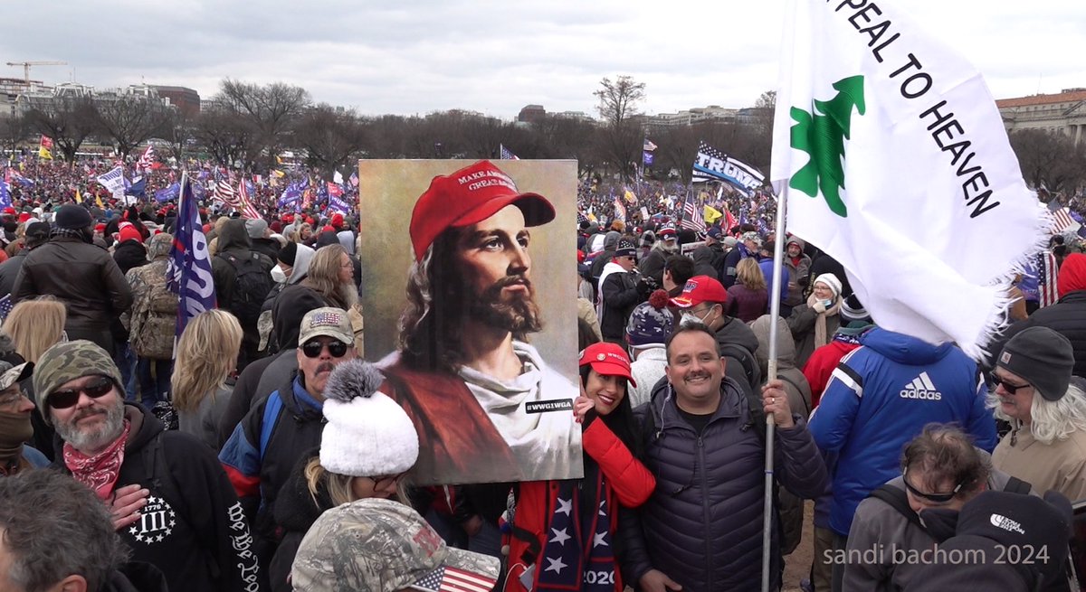 MAGA Jesus with An Appeal To Heaven flag on January 6th. #AlitoFlagGate the thing you guys have to realize is Alito and Thomas were installed in the Supreme Court to do this. This is not some sort of radicalization. A feature not a tick.