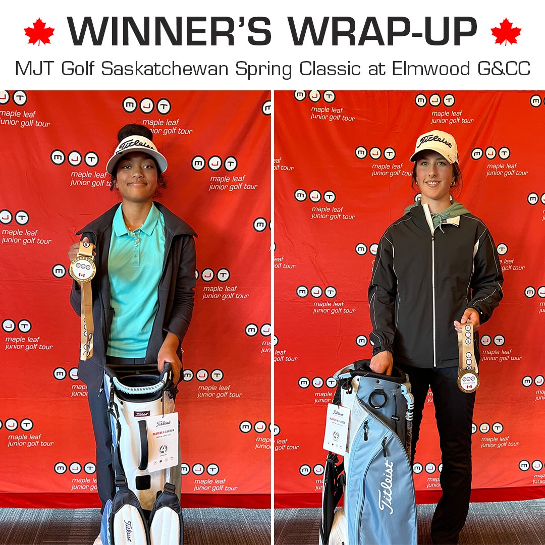 Congratulations to the winners of the 2024 #MJT Golf Saskatchewan (GS) Spring Classic at @elmwoodgolf, Swift Current, SK, May 18-20 Junior Boys: Parker Riou (76,73,77=226) Girls 15-19: Chloe Wills (80,79,69=228) Juvenile Boys: Jalen Apedoe (72,72,71=215) Bantam Boys: Chase