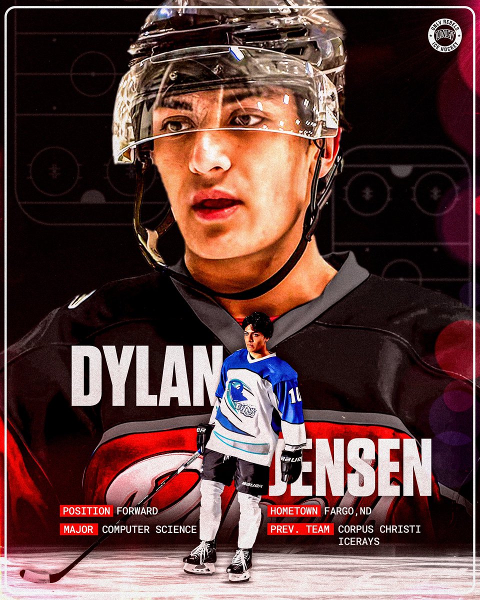 UNLVRebelHockey's tweet photo. Looking FORWARD to this one 👀

Let’s give a warm welcome to Dylan Jensen! Welcome to the team‼️

Read more about Dylan’s decision ⤵️

https://t.co/iqzXWKNdlt https://t.co/5rpYuRlzIb