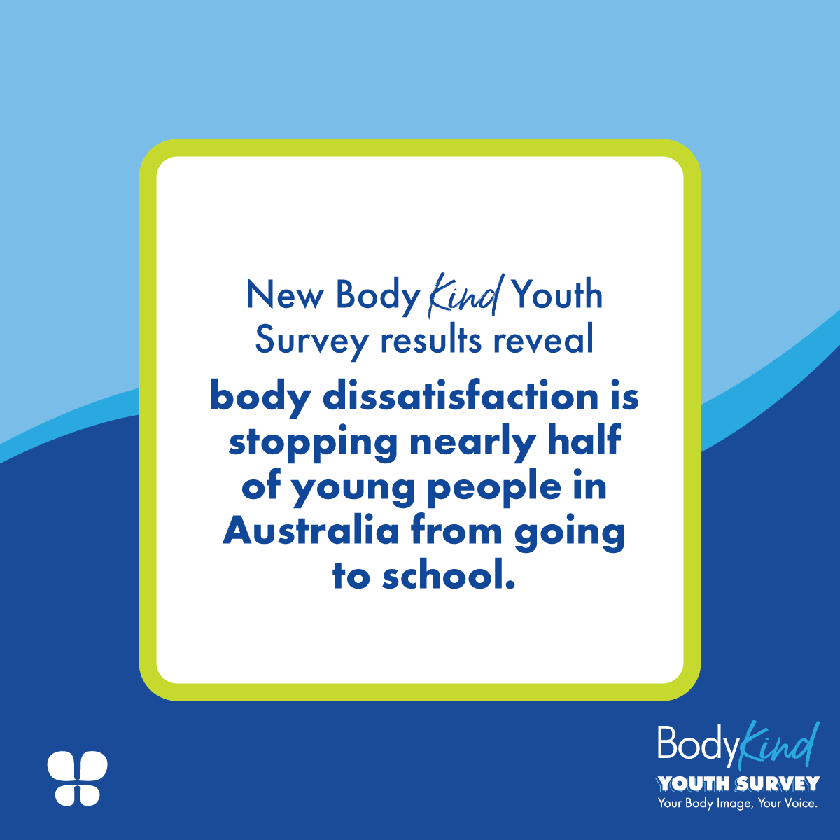 Results from our 2nd annual Body Kind Youth Survey, launched today, continue to show the concerning status of body image in young people aged 12-18 in Australia. Over half say they are dissatisfied with how their body looks &amp; for many, body image has a daily impact on their lives