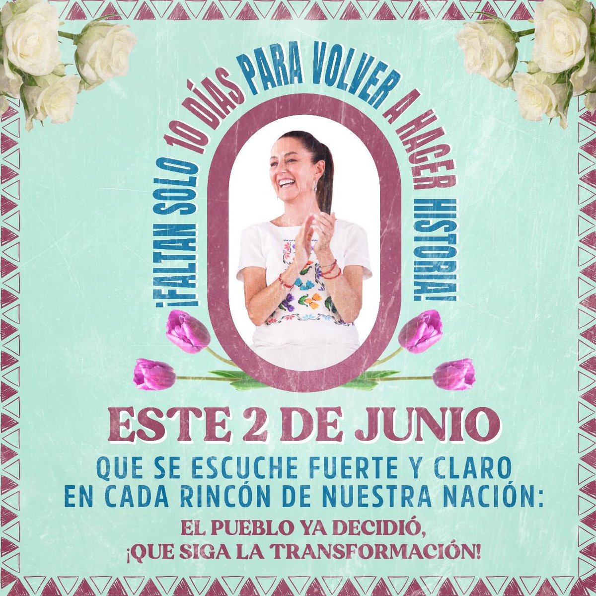 ChokosConClau's tweet photo. Estamos Listos!!!!! Para hacer historia en todo México.
Con cariño te recuerdo que el próximo 2 de junio  #VotaTodoMorena
#ClaudiaPresidentaDeMéxico https://t.co/HYvKEHr9e8