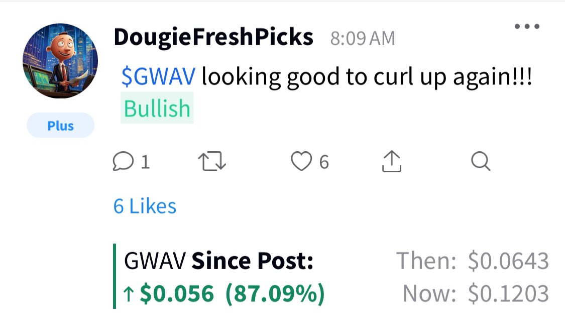 DougieFreshPick's tweet photo. $GWAV who else is excited for tomorrow 🙋🏻‍♂️

⬆️ 87%+ profit from this morning 💸💰🏦🎯 https://t.co/t9kSKXWOW9