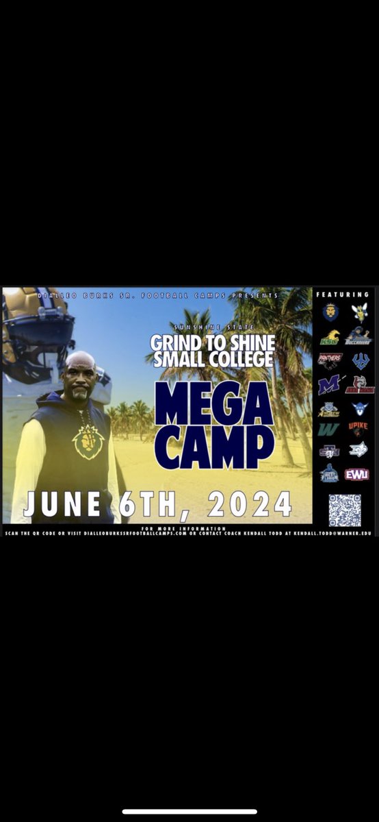 Happy to be attending the Warner University Mega Camp with an opportunity to WORK June 6th <a href="/dburks88/">Dialleo Burks Sr.</a> <a href="/CoachKendallTod/">Coach Kendall Todd</a> <a href="/Coach___Cooper/">John Cooper</a> 

GPA: 3.8 (can send transcript Now) 
Tape: hudl.com/v/2MzmKd
