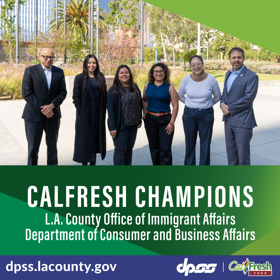 As DPSS honors #CalFreshChampions, we recognize @LACountyDCBA office of @LAC4Immigrants for its work in connecting our immigrant communities to essential food resources: oia.lacounty.gov/services/

#EatBetterLiveBetter with #CalFresh & apply today BenefitsCal.com

#CFAM2024
