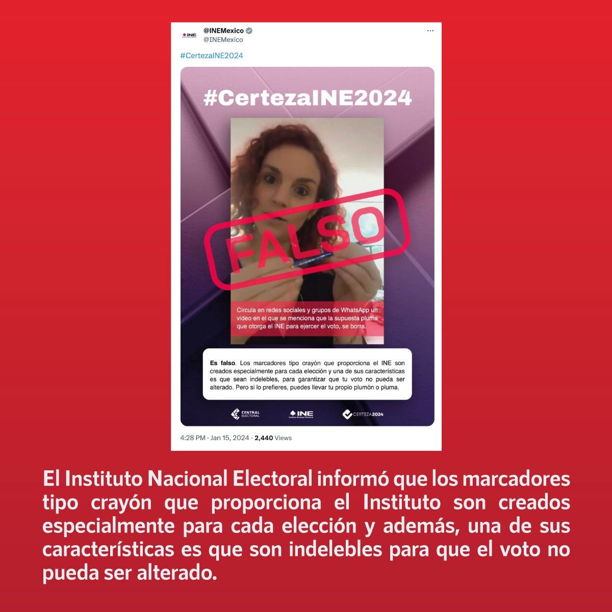 ❌Falso que los marcadores que da el #INE para votar se borran con fuego ✔️El @INEMexico informó que los marcadores que otorgan son creados par cada elección y además, son indelebles para garantizar que el voto sea alterado 👉Desmentido: infodemia.mx/entrada/3613