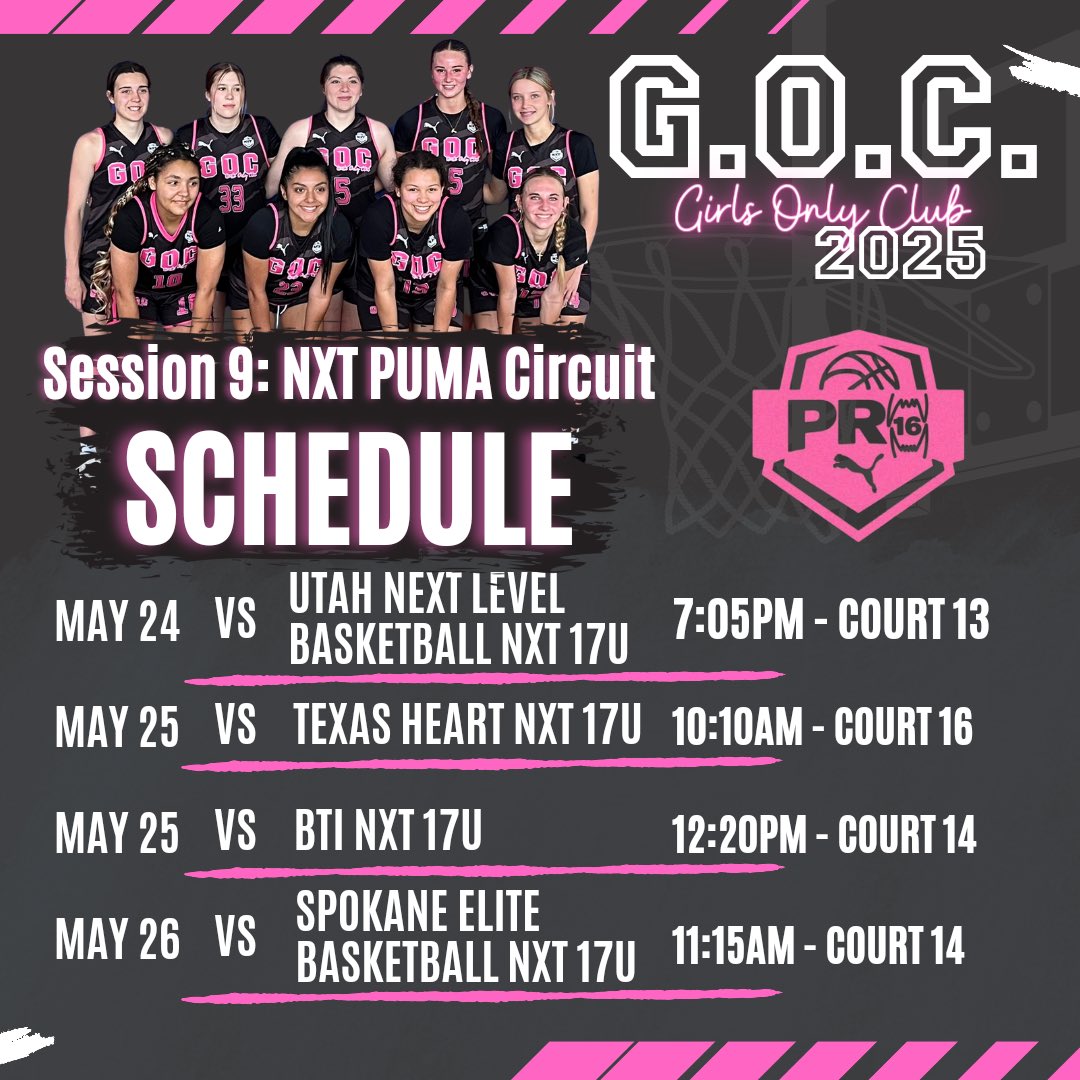 GOC 17U (@goc2025) on Twitter photo Check out these girls this weekend in Phoenix at Puma session 9
<a href="/GOCBasketball1/">G.O.C Basketball</a>
<a href="/ArtichokesWBB/">Scottsdale Artichokes WBB</a> <a href="/ACUWBB/">ACU Women’s Basketball</a> <a href="/Raven_WBB/">Benedictine WBB</a> <a href="/ArizonaWBB/">Arizona Basketball</a> @CoachMos_ASU Check out these girls this weekend in Phoenix at Puma session 9
<a href="/GOCBasketball1/">G.O.C Basketball</a>
<a href="/ArtichokesWBB/">Scottsdale Artichokes WBB</a> <a href="/ACUWBB/">ACU Women’s Basketball</a> <a href="/Raven_WBB/">Benedictine WBB</a> <a href="/ArizonaWBB/">Arizona Basketball</a> @CoachMos_ASU