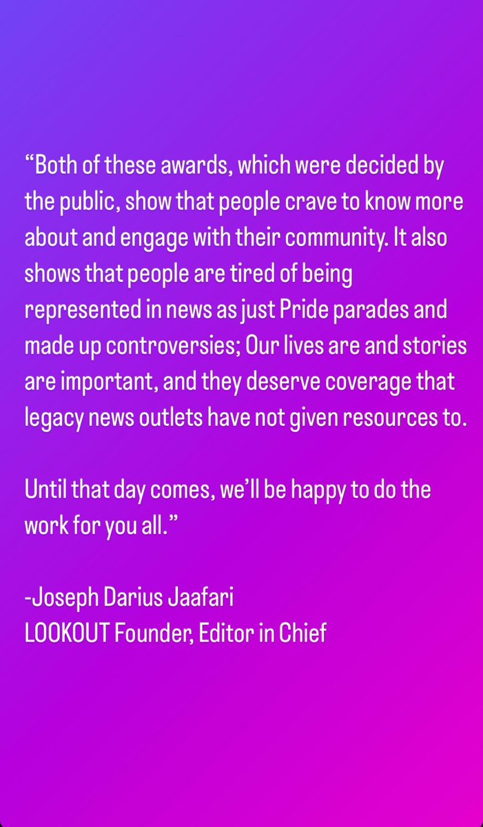 On the same day as taking home a national award from <a href="/GNelsonCenter/">Glen Nelson Center at American Public Media Group</a>, we have also won the city’s prestigious BJ Bud Spirit Award from <a href="/PhoenixPrideAZ/">Phoenix Pride</a>. What an honor to be chosen by our readers and champions!