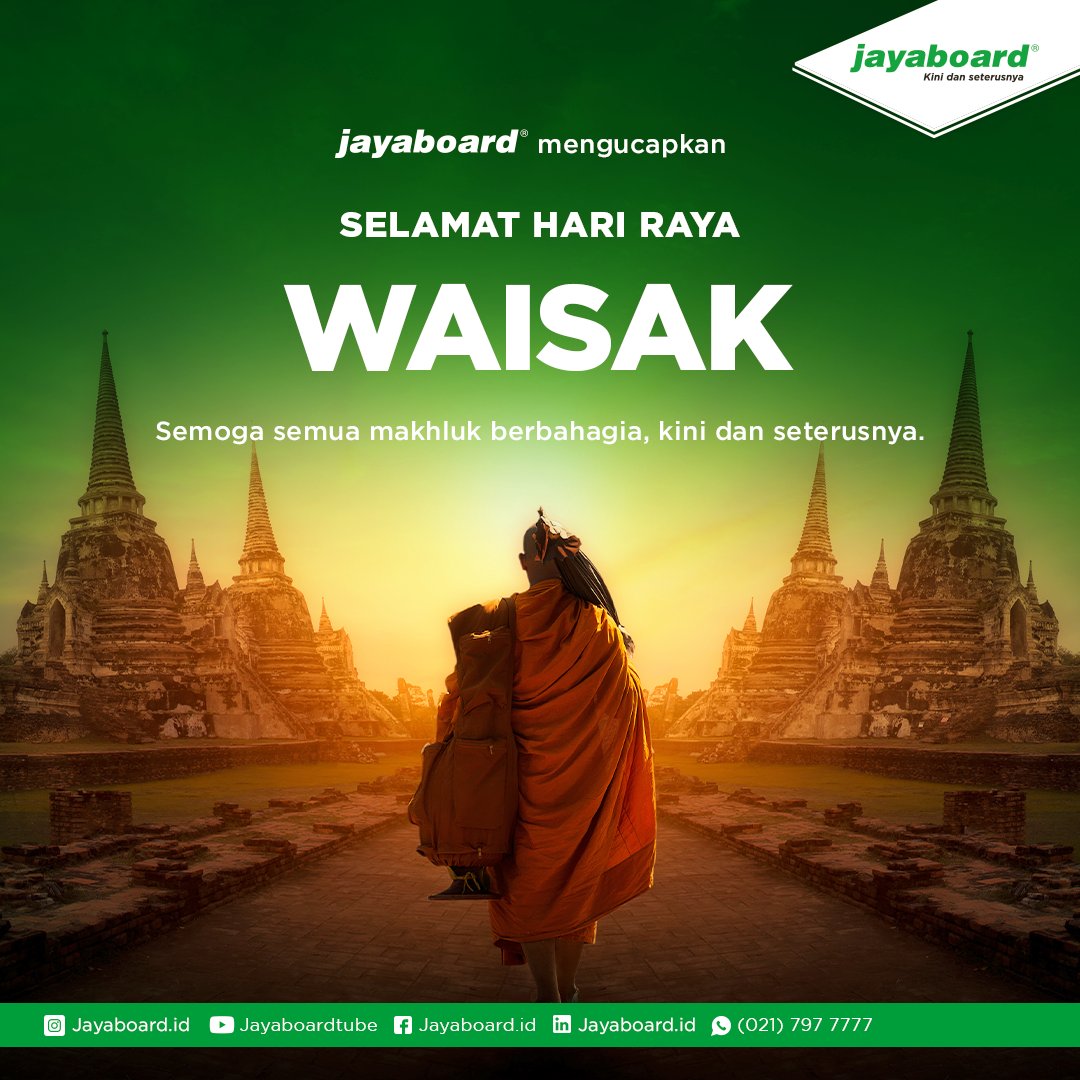 Selamat Hari Raya Waisak, Sahabat Jayaboard. Semoga semua makhluk hidup berbahagia, kini dan seterusnya.

#Jayaboard #KinidanSeterusnya #JayaboardSheetrockProtech #LebihSehatLebihNyaman #waisak2024 #vesak #waisak #papangypsum #gypsum