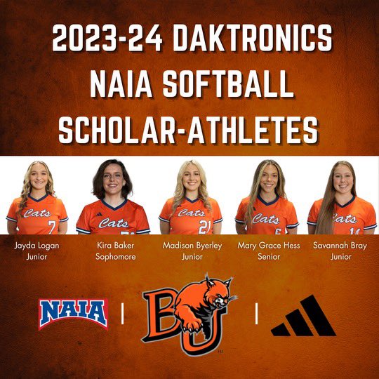 Congratulations to these 5 amazing student-athletes! Stellar on the field as well as in the classroom! 📚 🧡 #studentathletes #NAIA #BakerU #btid