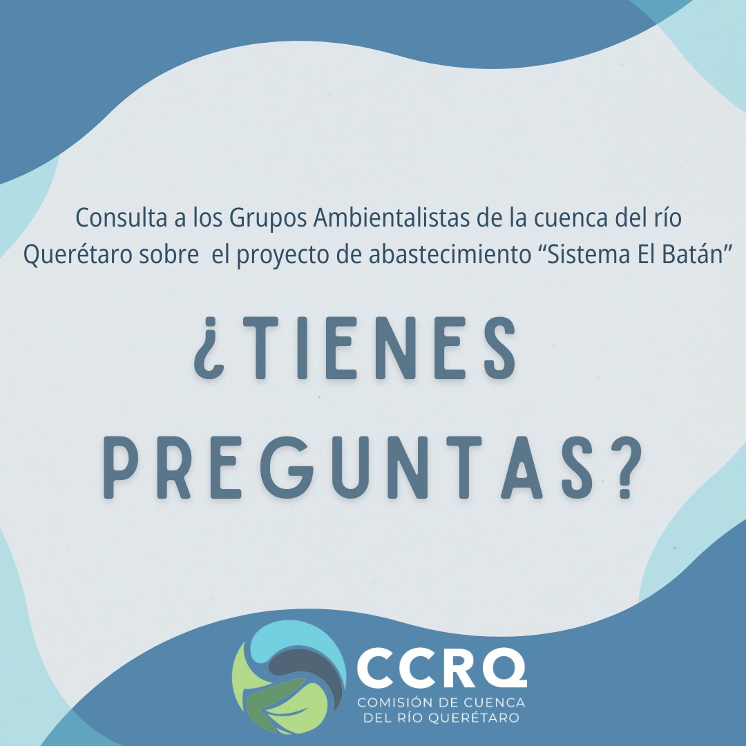 El Comité de Grupos Ambientalistas convoca al sector a compartir preguntas sobre el Proyecto para el abastecimiento de agua potable en la ZMQ (PASAP), conocido como “Sistema El Batán” Participa en: forms.gle/9tiJnUXC1yuDkT… Más información: facebook.com/photo/?fbid=12…