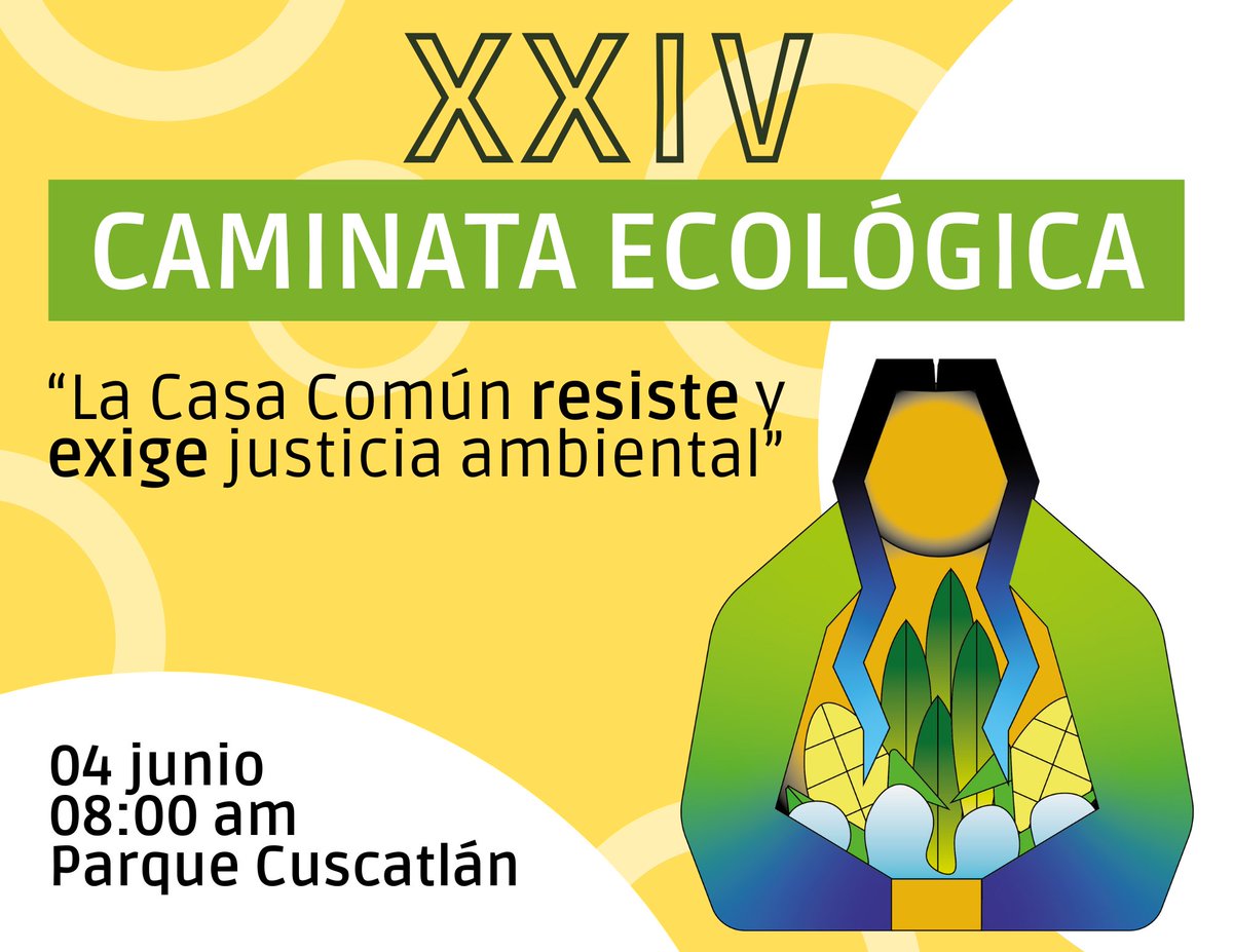 🚨A V I S O 🚨

🌿"La Casa Común resiste y exige justicia ambiental" es el lema de la #XXIVCaminataEcológica ✊

🗓️martes 4 de junio
🕗 08:00 am
📍Parque Cuscatlán - Asamblea Legislativa

#RumboalaCaminataEcológica🌏
#ResistimosyExigimos👊