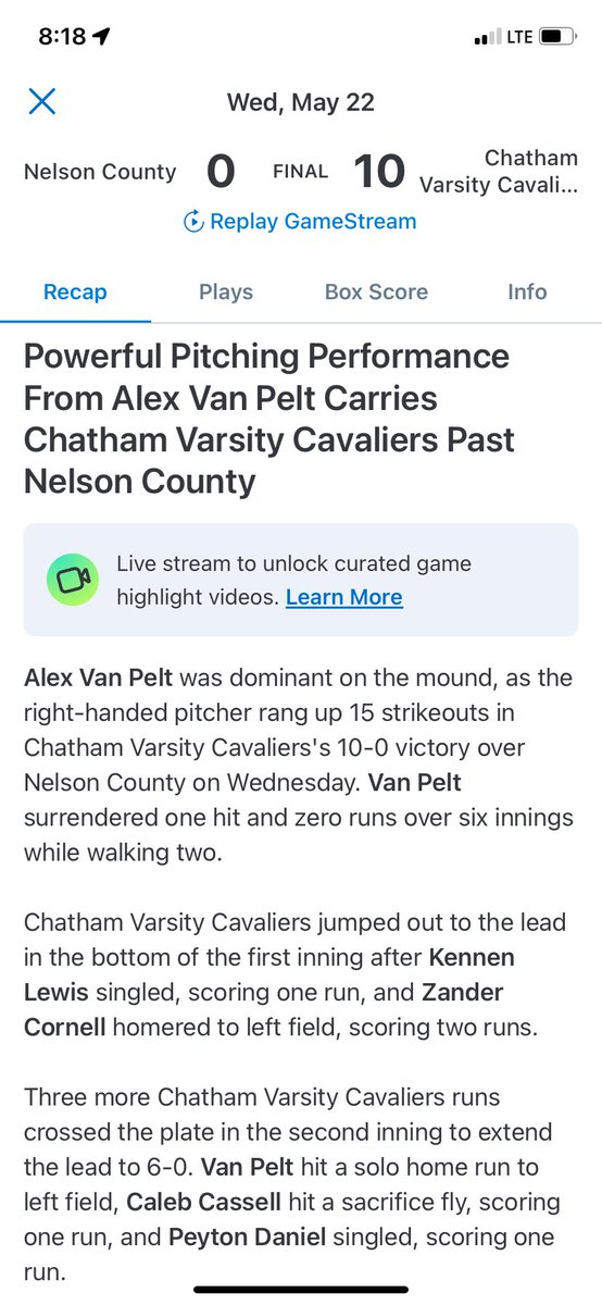ToddCornell12's tweet photo. Chatham wins first game in Regional play. @CHSCavaliersBB @davinbnt @DaveWallsWSET https://t.co/jtiXgYPrMV