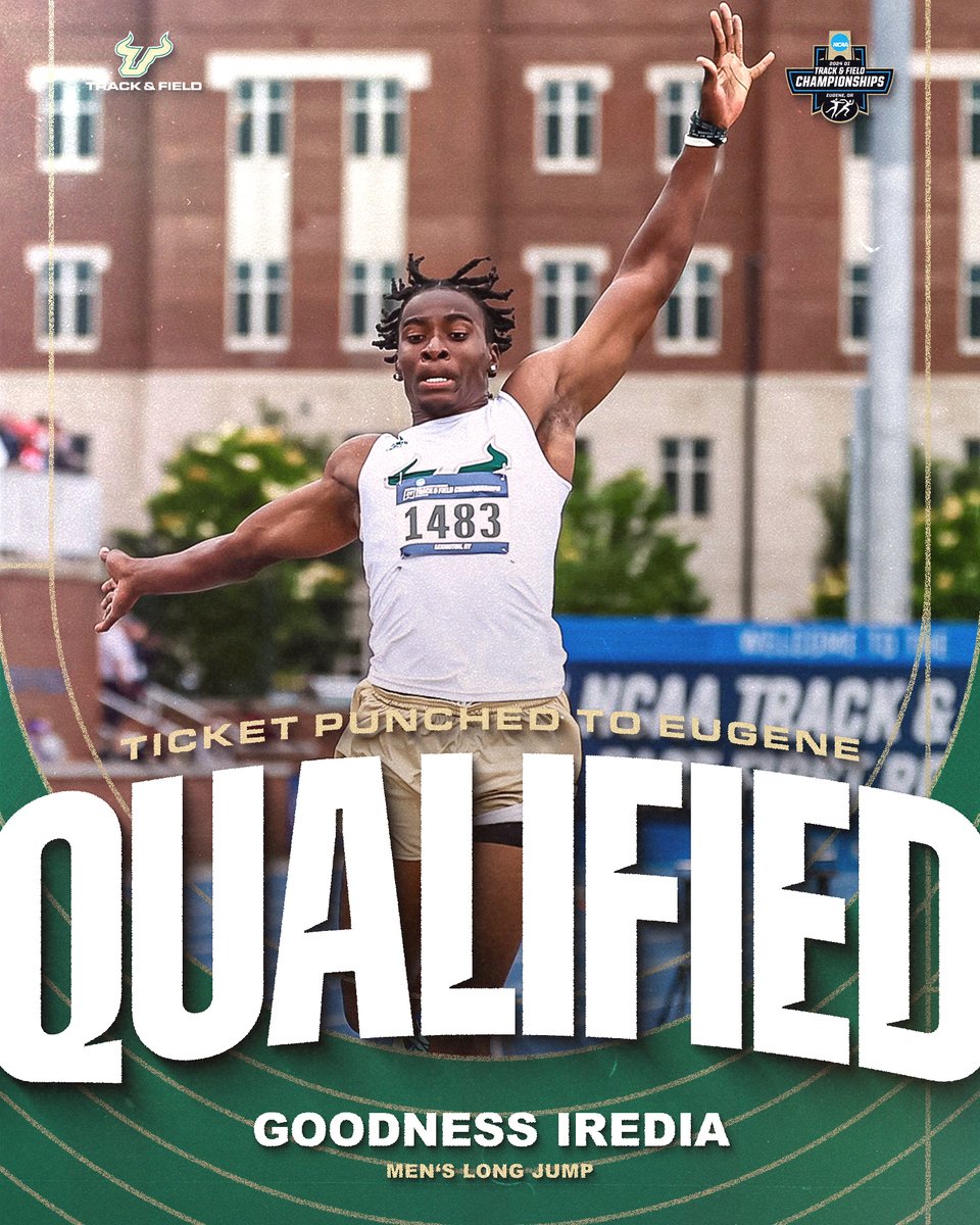 Oh My Goodness!🎟️

South Florida officially has a ticket punched to Eugene, Oregon. Goodness Iredia's Long Jump (7.75m) booked him a week stay in the Pacific NW!

#HornsUp🤘