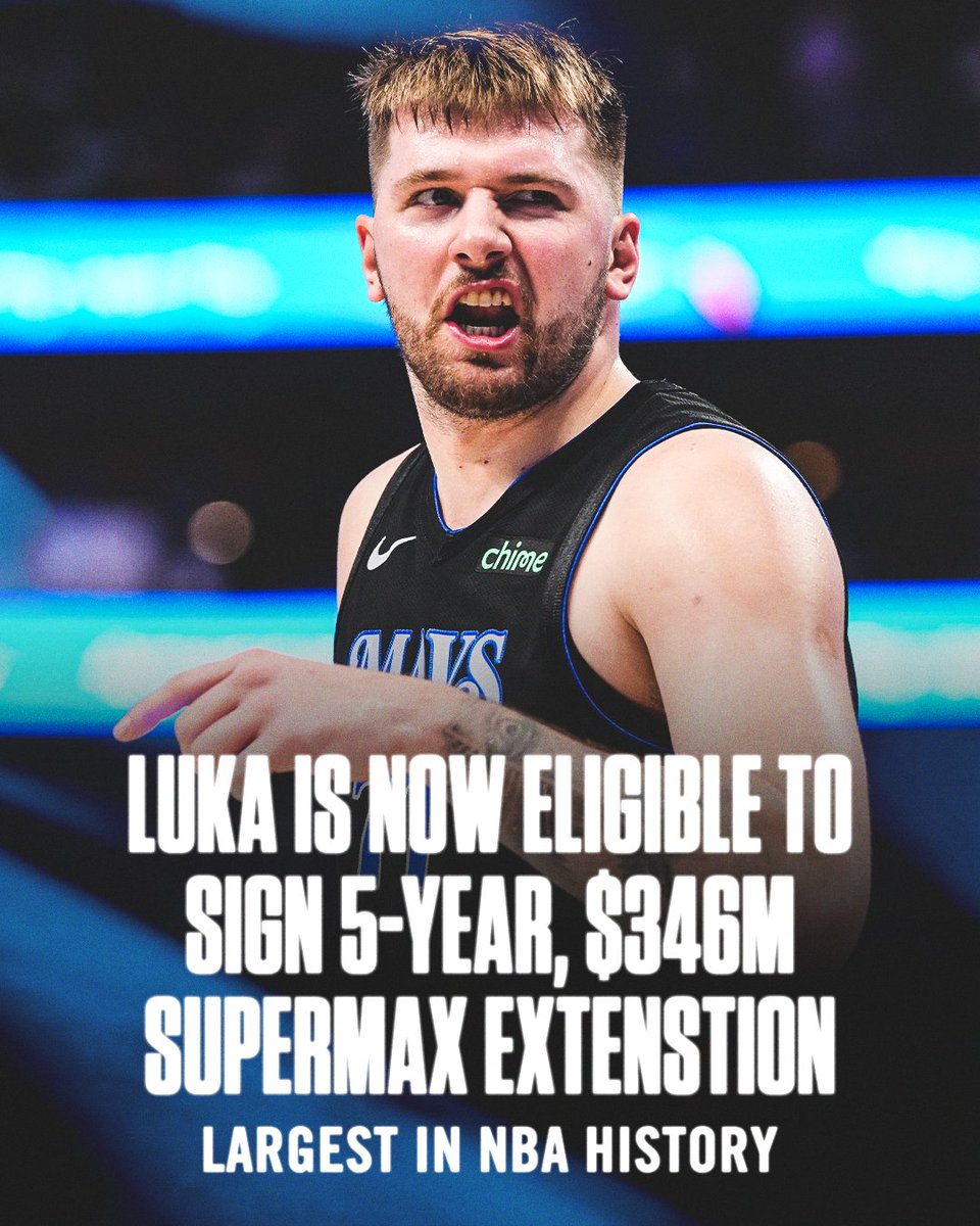 SportsCenter's tweet photo. Luka Doncic can sign the largest extension in NBA history after making All-NBA first team 😳 https://t.co/SPph77XQDC