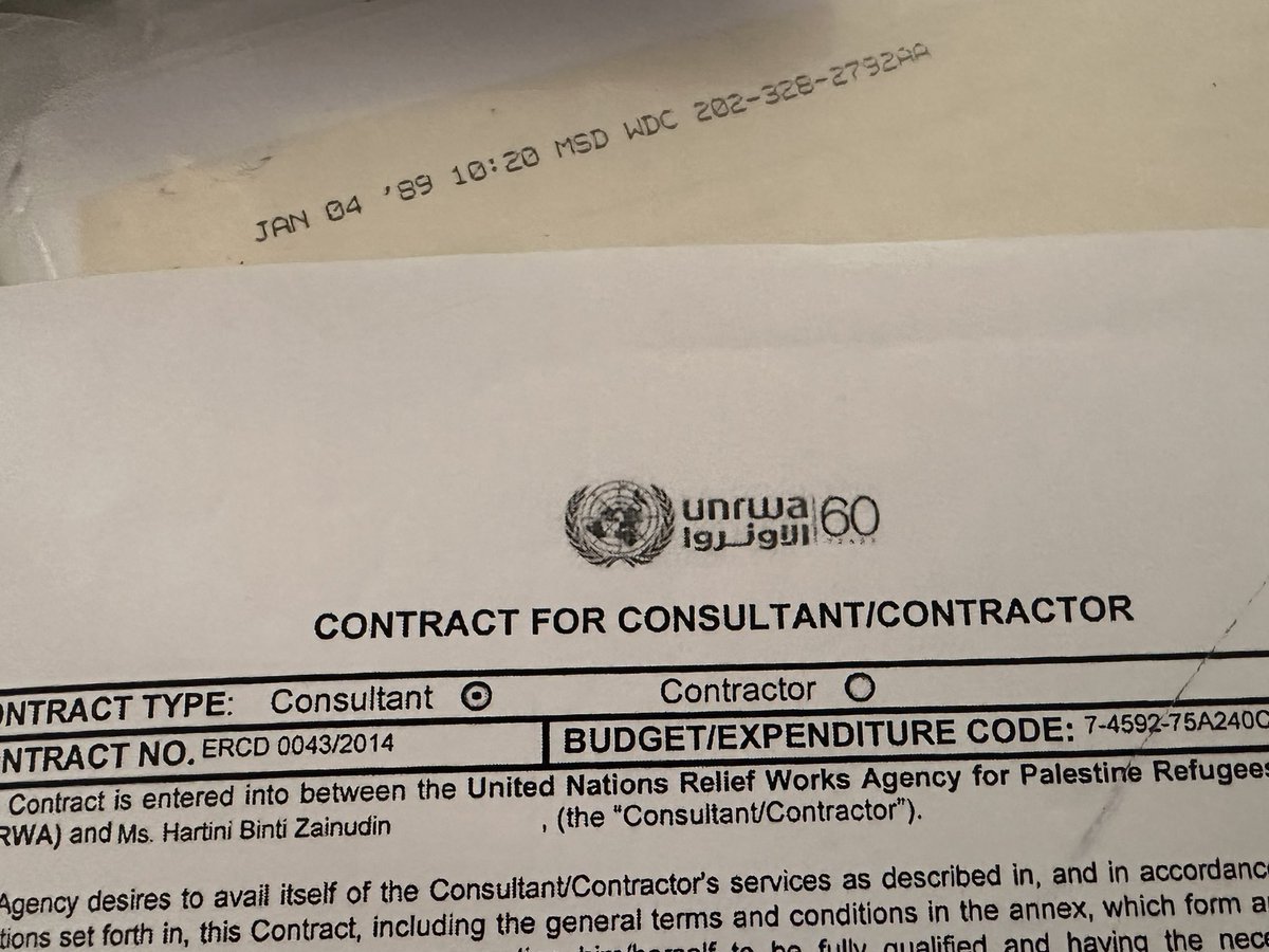 Rummaging through my documents, I found this old consultancy contract with @UNRWA . #insolidarity