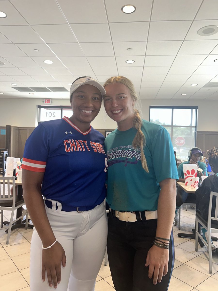 2024 NJCAA D1 World Series-Oxford, Alabama-Mississippi Glory National 18-Lewis Alumni Reagan Spears-Chattanooga State and Katey McGee-Florida Southwestern had to face off against each other on the diamond today! #ALLiN!