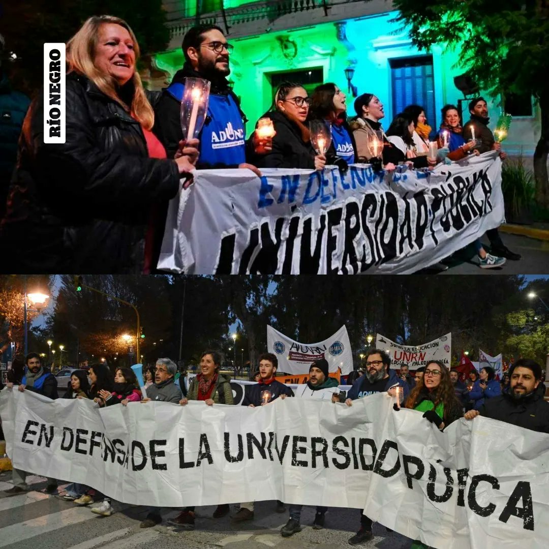 🔴 Marcha universitaria en Río Negro: Docentes, estudiantes y no docentes realizaron una movilización en Roca y Viedma para visibilizar el ajuste que sufren las universidades. 

Te contamos 👇 goo.su/nnUzL