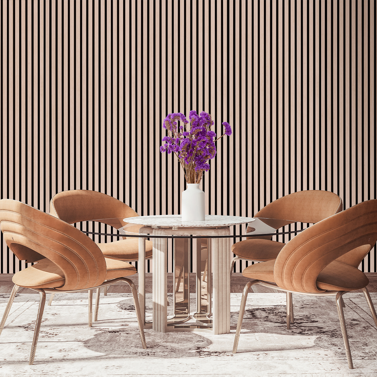 #Havwoods Hushwood Acoustics combine the aesthetics of #woodveneer slats with an #acoustic felt backing to achieve high level sound absorption. Lightweight, easy to install, affordable price point. Explore the collection: shorturl.at/qxS18 #timberpanelling #interiordesign
