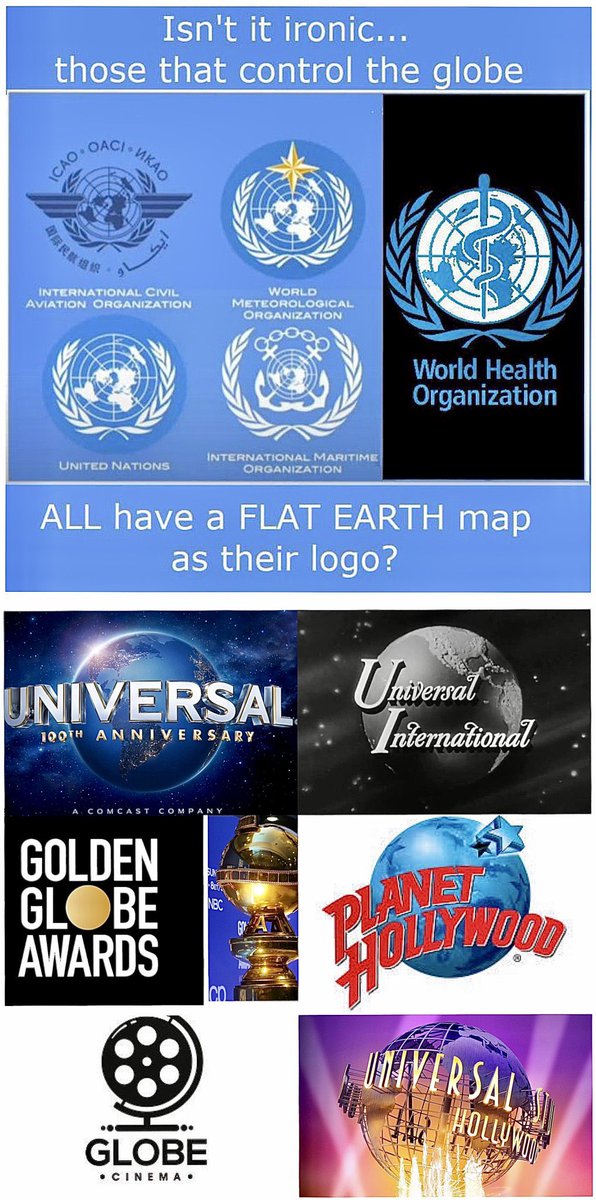 Why does nearly every organization that controls Earth have a flat earth map as their logo? Why does nearly every Hollywood movie studio & award show use a globe as their logo? If you do not understand the implications of this, DRINK LESS FLUORIDE. 🎬🌍💀