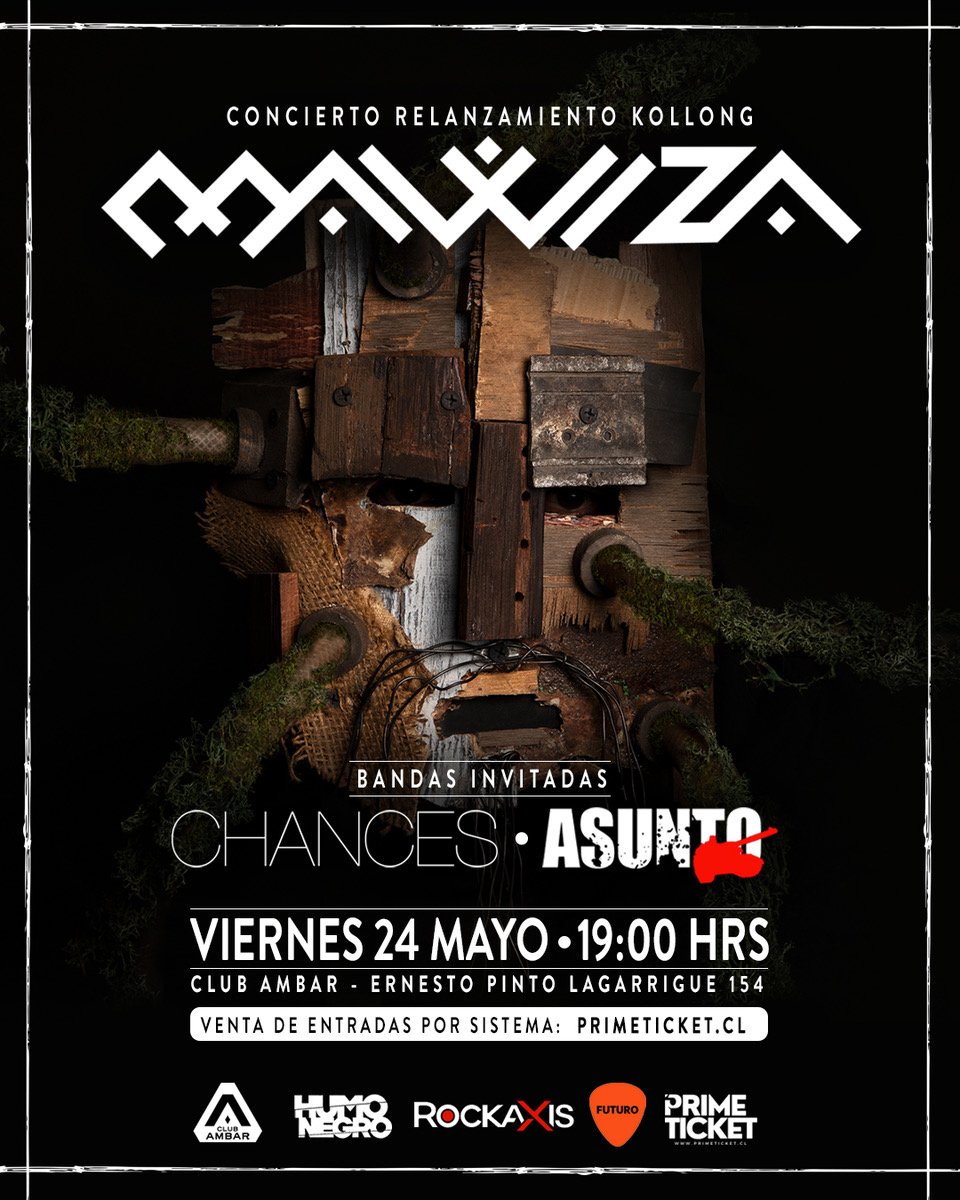 ¡Atención metaleros! 🎸 Mawiza relanza su disco 'Kollong' el 24 de mayo en Club Ámbar. Este álbum, premiado en 2020, ha sido regrabado y remasterizado. 🎤🥁 Entradas en Primeticket y sorteo en Rockaxis. ¡No te lo pierdas! 👉🏼acortar.link/wQJwBt #Mawiza #Kollong #Rockaxis