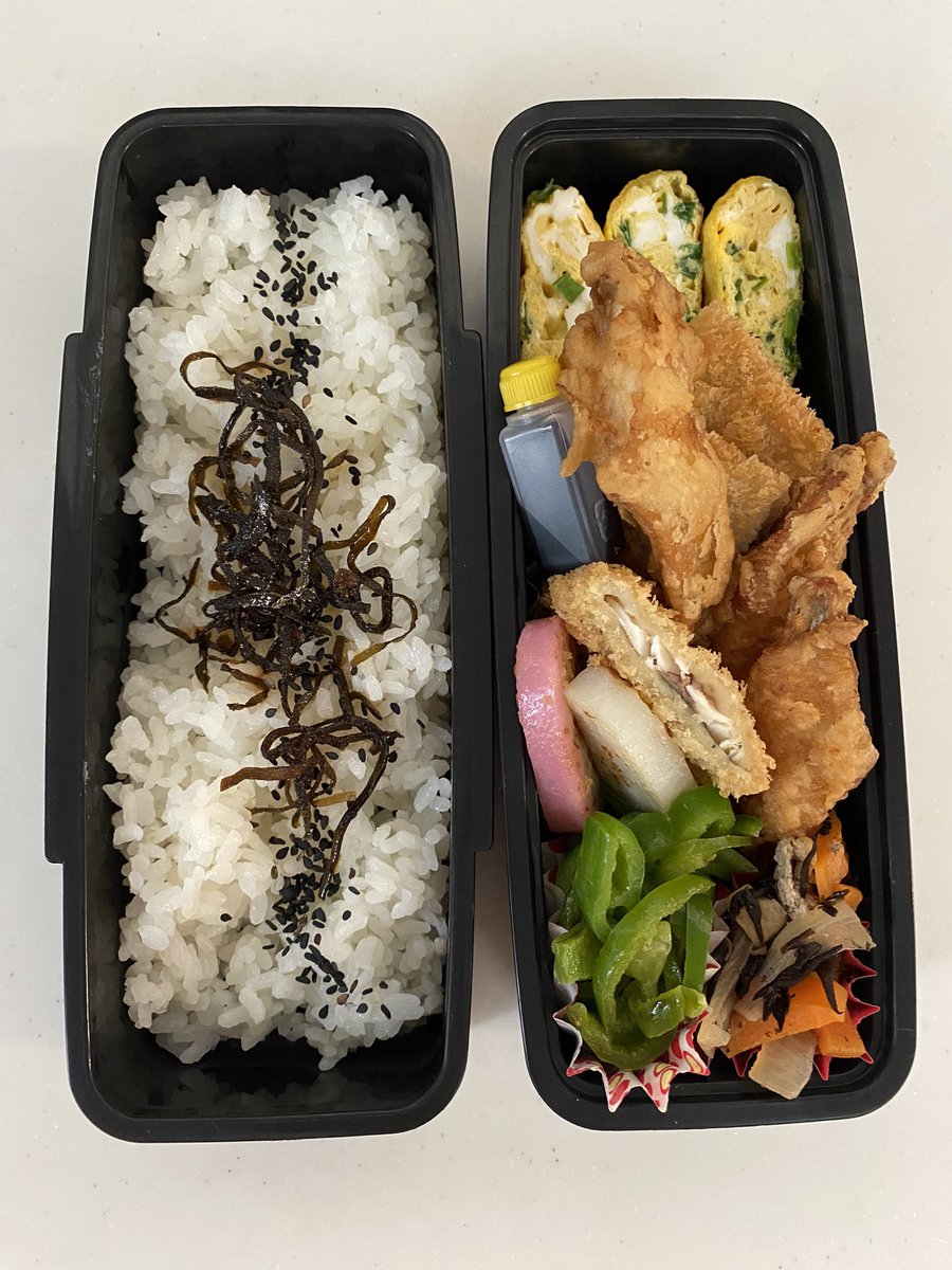 raimi_sz's tweet photo. #お弁当
#obento
朝から揚げ物しちゃった〜😛 https://t.co/EitKCSJHGA