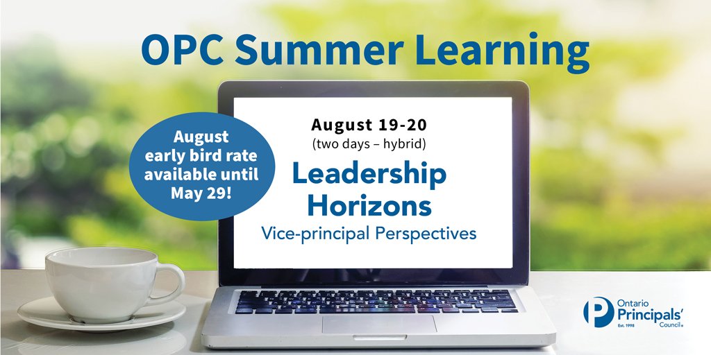 A hybrid opportunity for VPs with topics that include preparation/transition into the principal role, leadership and management functions and how to practically center human rights, equity and relationship building. Early bird rates now until May 29. principals.ca/en/professiona…