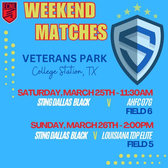 Sting 08 Black ECNL (@stingecnl08) on Twitter photo Back in action this weekend in the <a href="/TXShootout/">Texas Shootout Girls Showcase</a> against 07 NL and GA teams. Looking forward to the competition as we prepare for Seattle!
<a href="/CoachTatu/">Tatu</a> <a href="/adamflynnAF/">Adam Flynn</a> <a href="/PrepSoccerTX/">Prep Soccer Texas</a> <a href="/TopDrawerSoccer/">TopDrawerSoccer</a> Back in action this weekend in the <a href="/TXShootout/">Texas Shootout Girls Showcase</a> against 07 NL and GA teams. Looking forward to the competition as we prepare for Seattle!
<a href="/CoachTatu/">Tatu</a> <a href="/adamflynnAF/">Adam Flynn</a> <a href="/PrepSoccerTX/">Prep Soccer Texas</a> <a href="/TopDrawerSoccer/">TopDrawerSoccer</a>