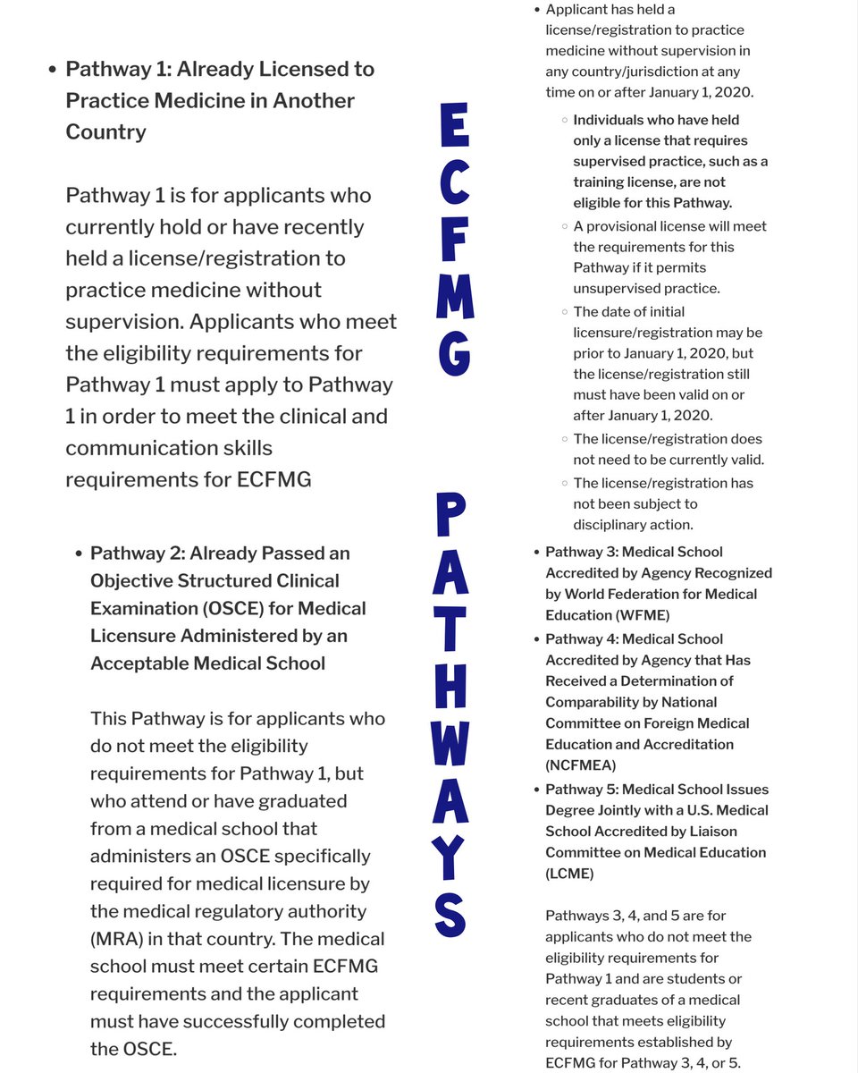 ECFMG PATHWAYS 2️⃣0️⃣2️⃣5️⃣:

ECFMG has released the 2025 Pathway information

ecfmg.org/certification-…

#Match2025 #MedEd #MedTwitter #USMLE #ECFMG #NRMP #Medx
#ecfmgpathways #Unmatched