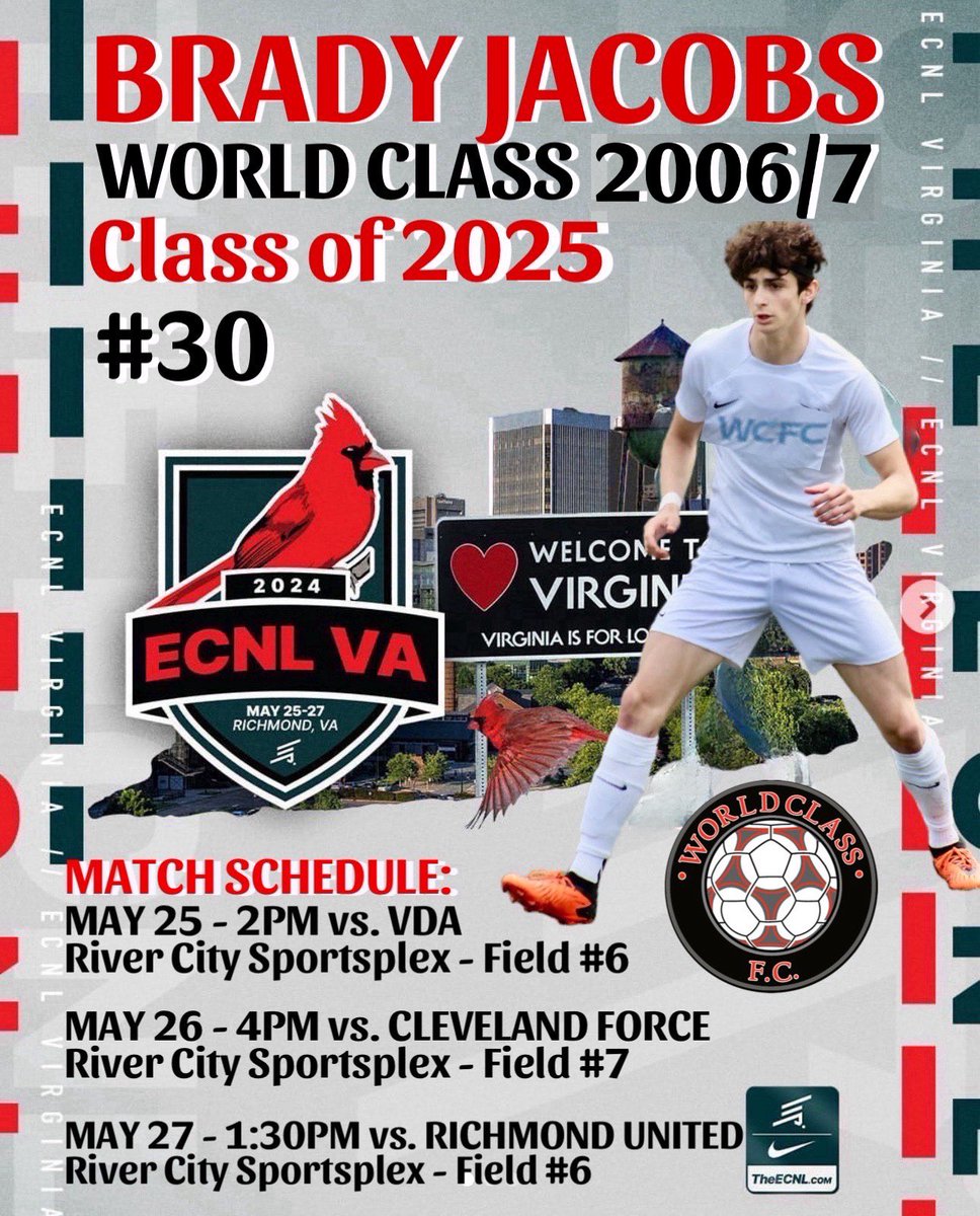 Looking forward to seeing everyone down in VA this weekend!! <a href="/WorldClassFC1/">World Class FC</a> <a href="/ECNLboys/">ECNL Boys</a> <a href="/NcsaSoccer/">NCSA Soccer</a> <a href="/ncsa/">NCSA College Recruiting</a> <a href="/TopDrawerSoccer/">TopDrawerSoccer</a>