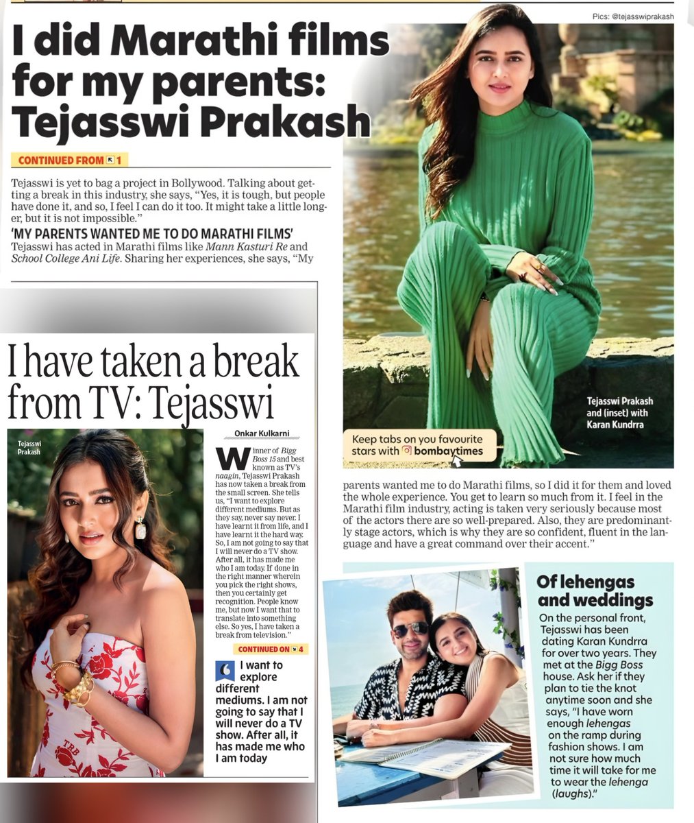 Tejasswi Interview From🤍
Delhi Times & Bombay Times 🗞
____________
#TejasswiPrakash #TejRan