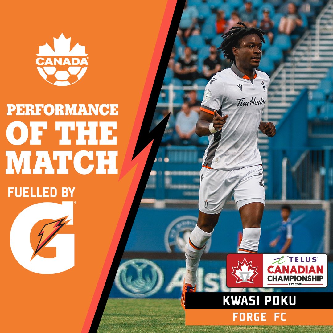 Kwasi Poku takes home tonight’s Gatorade Performance of the Match, scoring Forge’s all-important second goal 🎯 #CanChamp