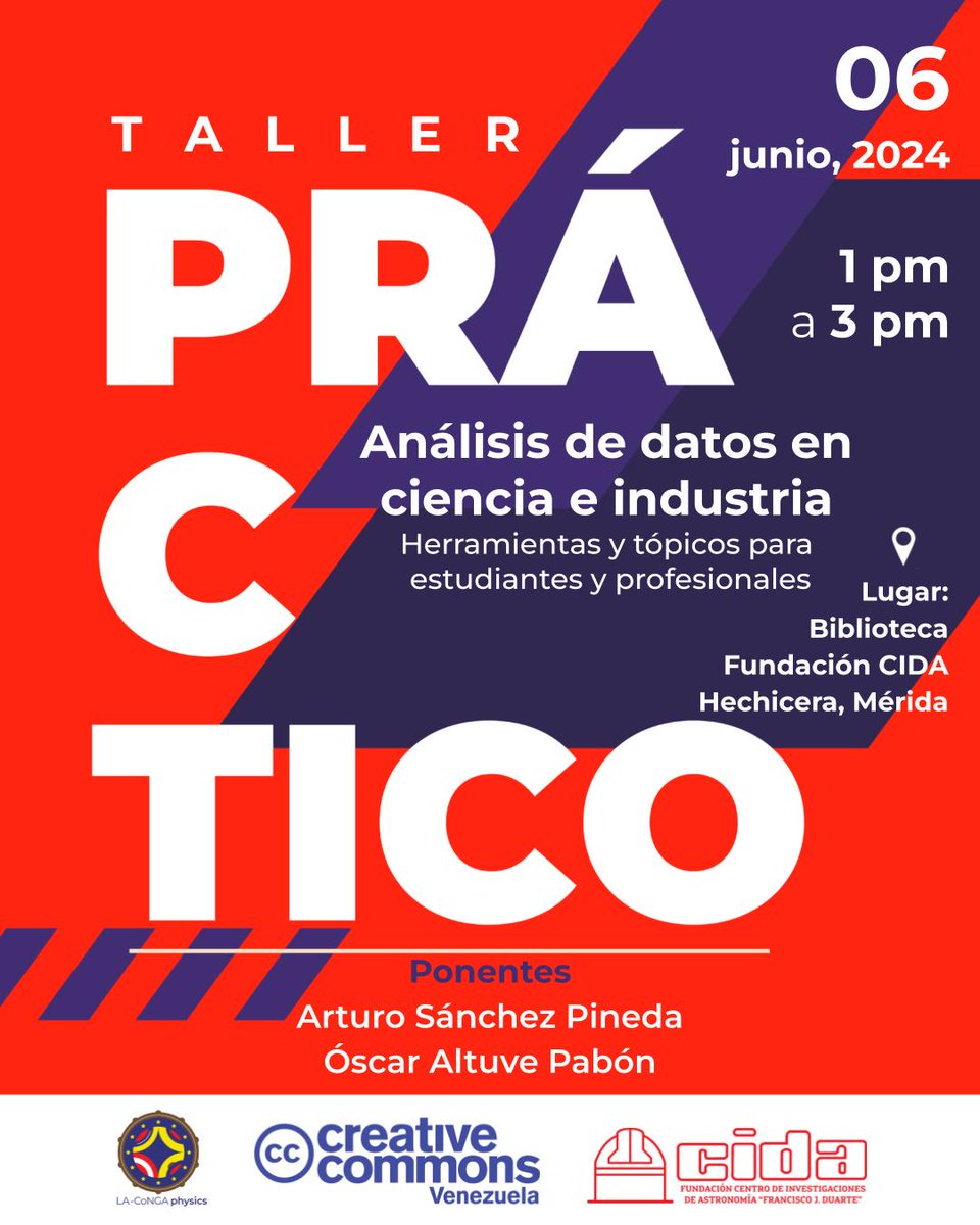 laa_hecap's tweet photo. ¡Atención #Mérida!📢

Los talleres "Análisis de datos, industria e IA - 2024" llegan a tu ciudad.  

🗓️6 y 7 de junio 
📍 Biblioteca de la Fundación CIDA - La Hechicera

Registro gratuito pero necesario: https://t.co/HNnQ1s2PF5

¡Sigue las redes de @ccommons_ve  para detalles! https://t.co/JDyA2N6GVn