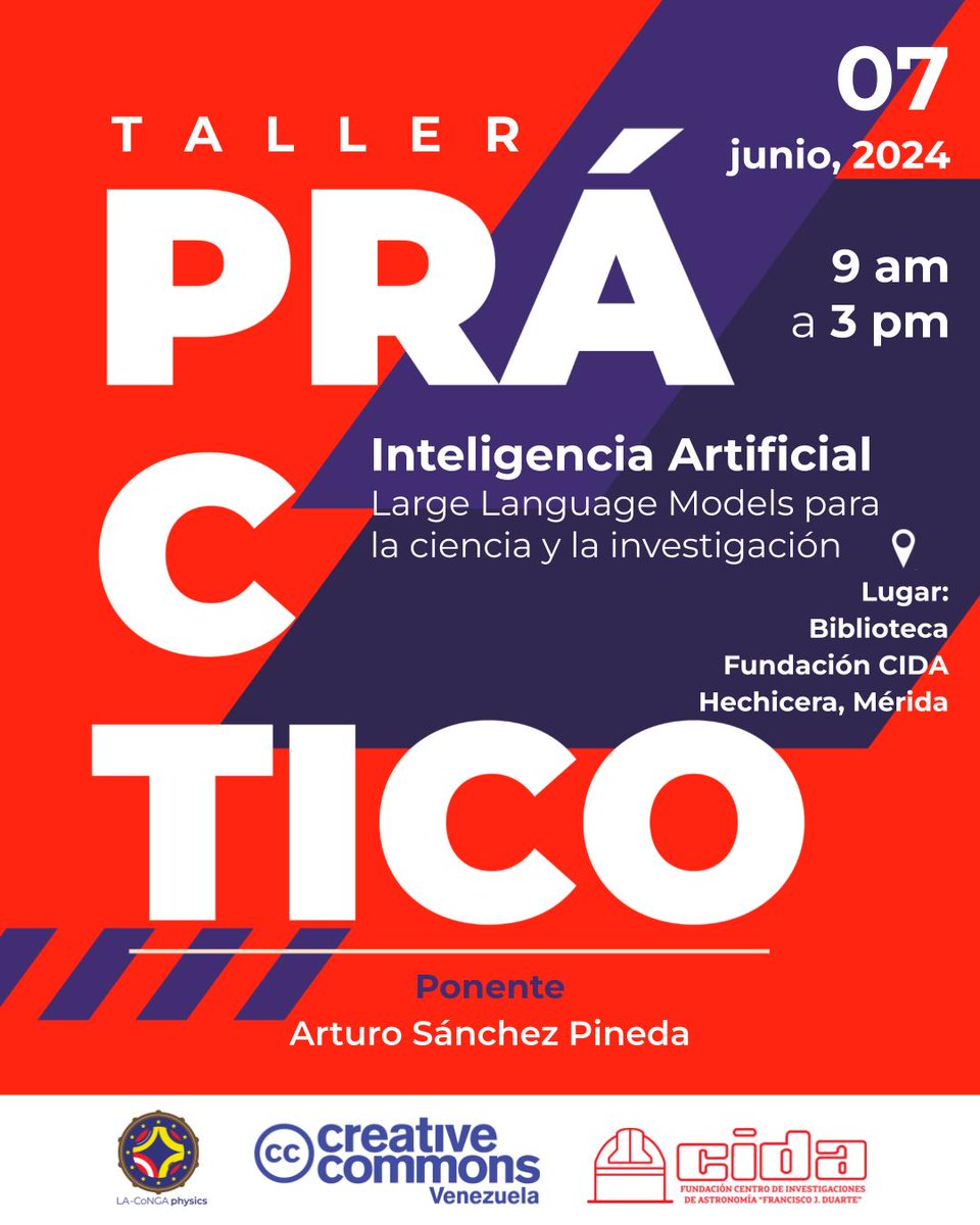 laa_hecap's tweet photo. ¡Atención #Mérida!📢

Los talleres "Análisis de datos, industria e IA - 2024" llegan a tu ciudad.  

🗓️6 y 7 de junio 
📍 Biblioteca de la Fundación CIDA - La Hechicera

Registro gratuito pero necesario: https://t.co/HNnQ1s2PF5

¡Sigue las redes de @ccommons_ve  para detalles! https://t.co/JDyA2N6GVn