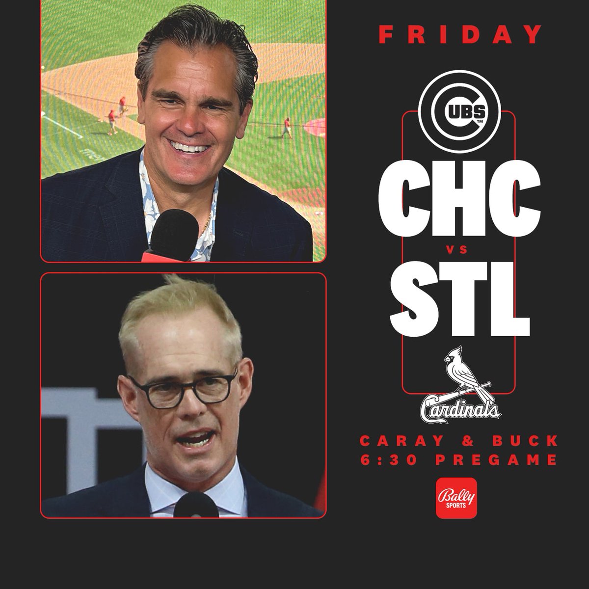 As we celebrate baseball's greatest rivalry, we'll pay tribute to two of the greatest families in the history of sports broadcasting as Joe Buck joins Chip Caray in the booth Friday night. #STLCards