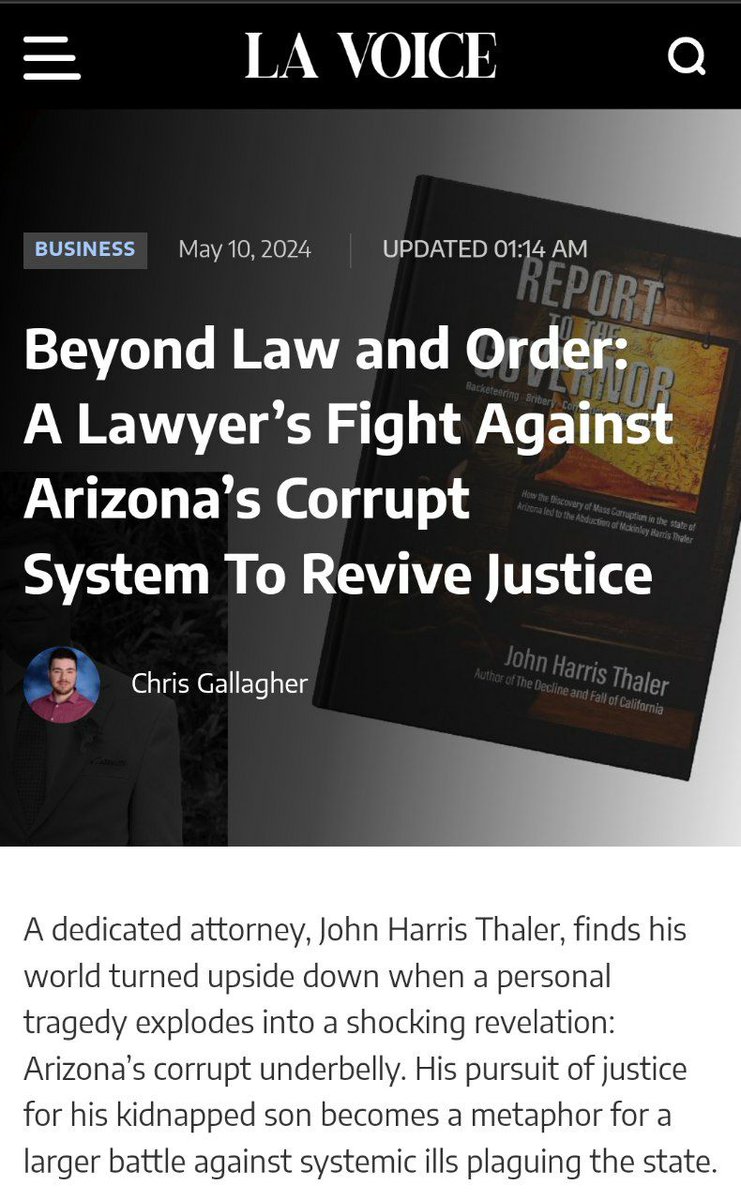 #SAVEOURCHILDREN 🛑 This is my friend, Attorney John Thaler. Please read and share! '... where family drama intersects with organized crime, exposing a network of illegal drugs, money laundering, and political corruption.' lavoice.com/beyond-law-and… @Thaleresq