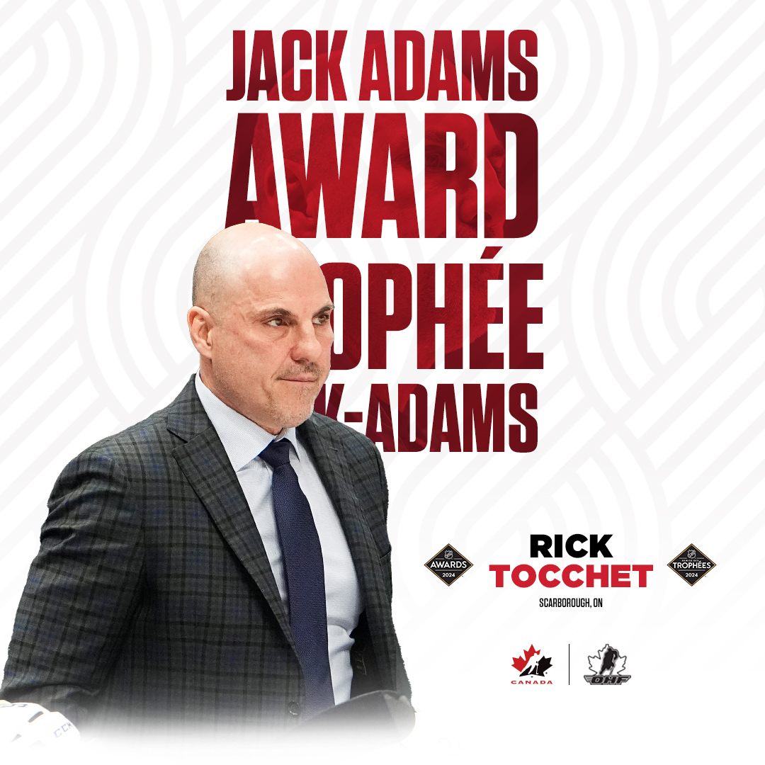 The best behind the bench. Congratulations, Rick! 👏 Imbattable derrière le banc. Félicitations, Rick! 👏 #NHLAwards | @OHFHockey