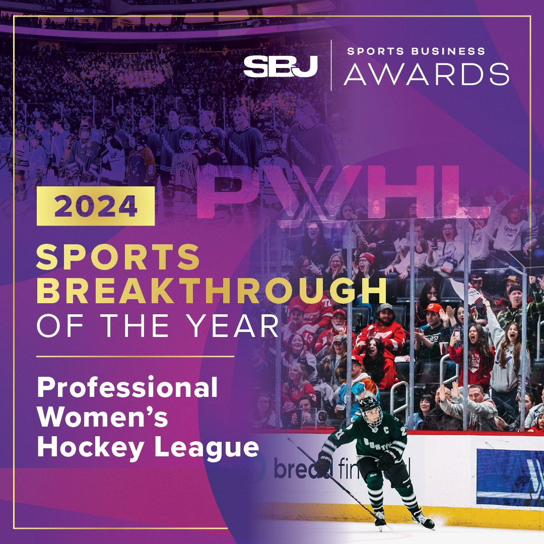 Sports Business Journal (@sbj) on Twitter photo <a href="/_delconte/">Chris Del Conte</a> <a href="/UTexasAthletics/">Texas Longhorns Sports</a> Sports Breakthrough of the Year: <a href="/thepwhlofficial/">PWHL</a> 🏒
Professional Women’s Hockey League was a true definition of a breakthrough, creating six teams from the ground up and setting attendance records for women’s hockey, all within months of launching.
#SBJAwards <a href="/_delconte/">Chris Del Conte</a> <a href="/UTexasAthletics/">Texas Longhorns Sports</a> Sports Breakthrough of the Year: <a href="/thepwhlofficial/">PWHL</a> 🏒
Professional Women’s Hockey League was a true definition of a breakthrough, creating six teams from the ground up and setting attendance records for women’s hockey, all within months of launching.
#SBJAwards