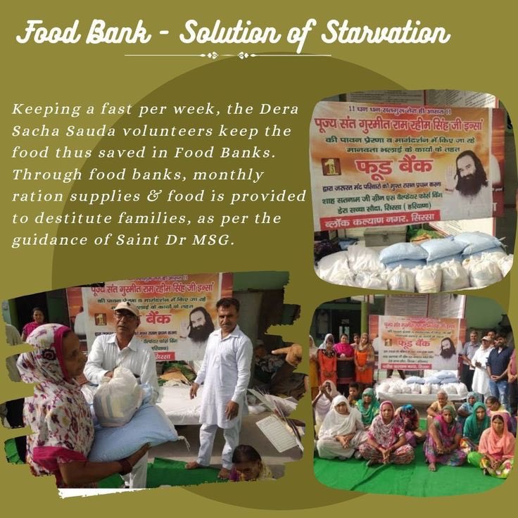 Bread is the biggest need of human being but some people do not get even this, in such a situation, with the inspiration of Dera Sacha Sauda sevadar Ram Rahim ji, financially weak families are able to eat by fasting one day a week. Free Ration kits under #GiftOfFood Gives.