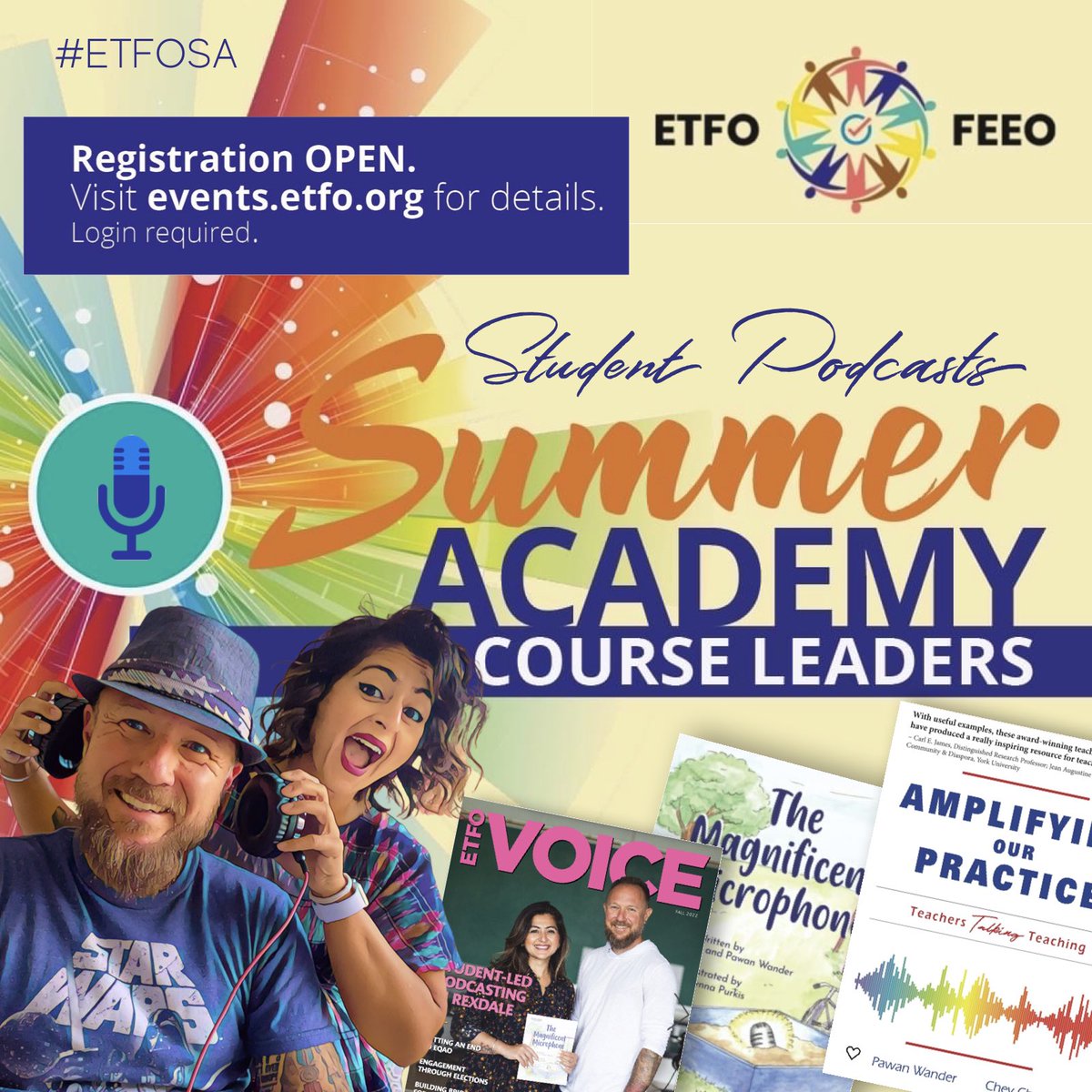 3 Day ALL encompassing podcast course 🎙️ Hey, teachers! 📚 Chey & Pav here, inviting you to our Summary Academy with @ETFOeducators at Niagara on the Lake, July 23-25. Refresh your teaching strategies and learn to integrate podcasting 🎙️into your classroom. ❤️🖤