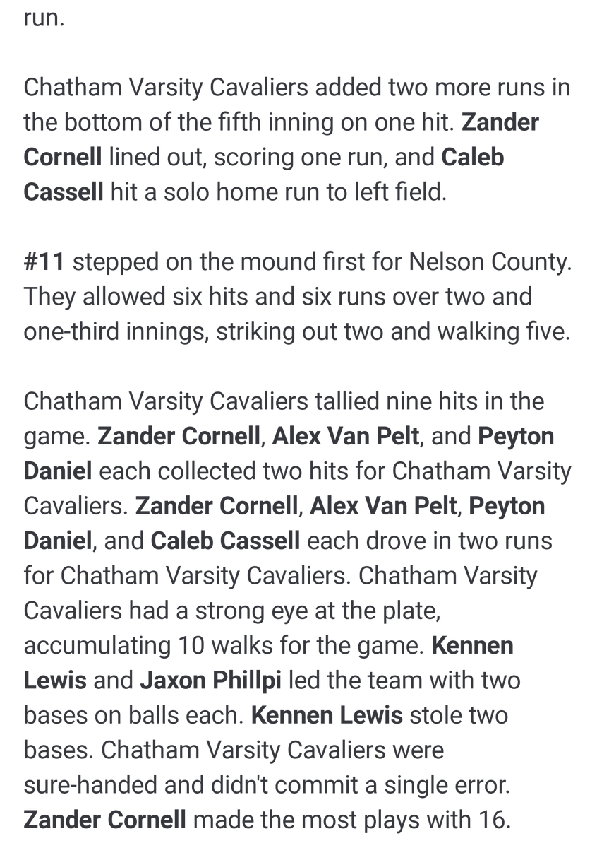 caleb_cass46789's tweet photo. '26 We started the playoffs with a big team 10-0 win over Nelson County! I went 1 for 2 at the plate with a solo homerun, 2 RBIs, and a walk. On to Radford next Wednesday! @CHSCavaliersBB @chasehall27 @elite_hitters @coachcoop05 @David_Goulding9 @J_WalkerBB @PrepBaseballVA https://t.co/FoWp4TT1aY
