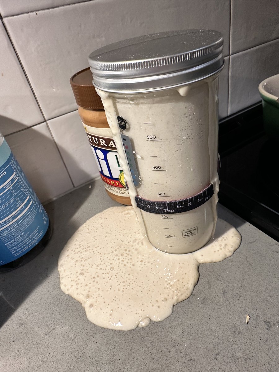 So um…. Soooooooooo my sourdough starter exploded out of a sealed jar in a matter of hours what do I do??? It won’t stop PLEASE HELP I’m afraid to open it and it’s flowing out like crazy